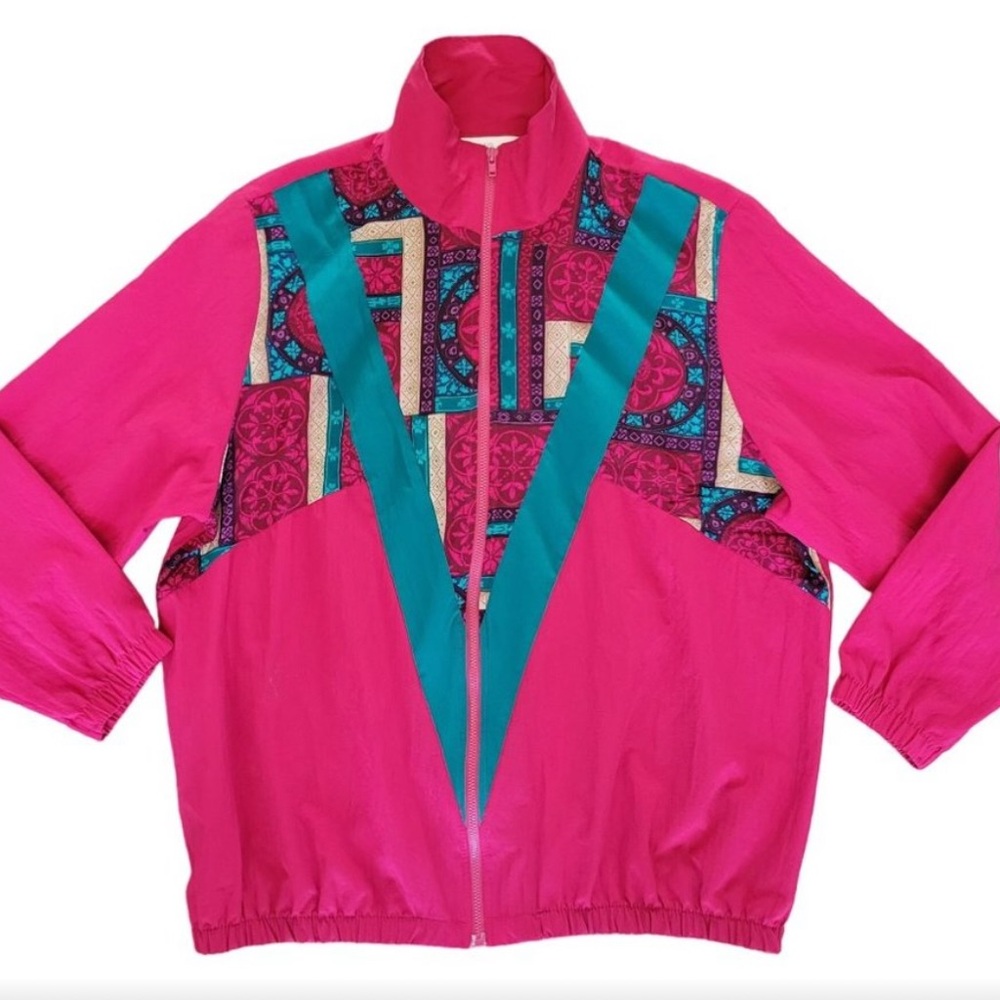 Vibrant Pink and Teal Women's Jacket XL super fun jacket for parties going out